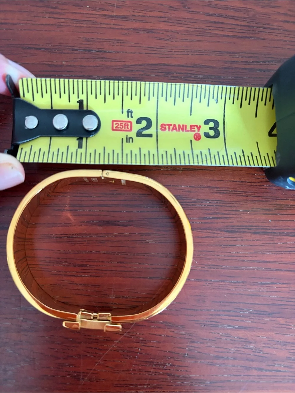 New H Stanley Polished Gold Hinged Bangle Bracelet